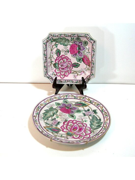 Unbranded Other - Oriental Floral Plates, Collection of Two, Traditional Decor